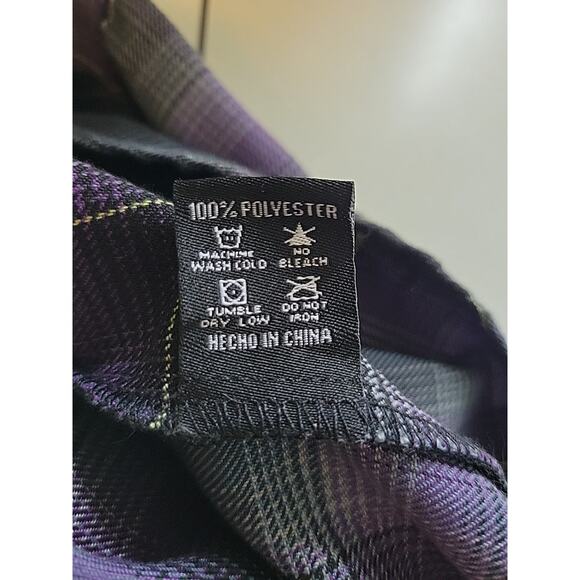 DIXXON Ballistic BJ Baldwin Purple Plaid LS Snap Up Flannel Shirt Men's Large - Picture 12 of 12